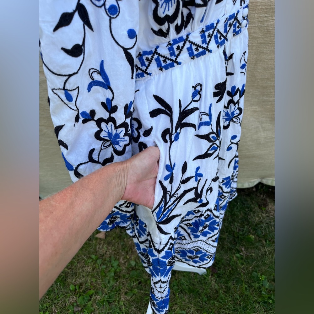 Anthropologie Blue and White Patterned Long Sleeve Dress - Picture 10 of 13